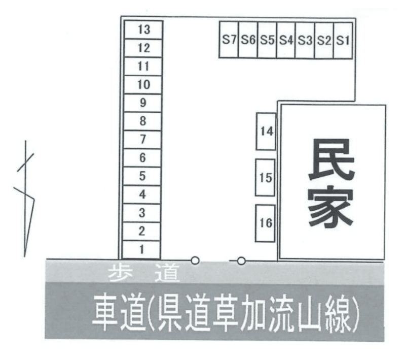 野崎第４駐車場の駐車配置図