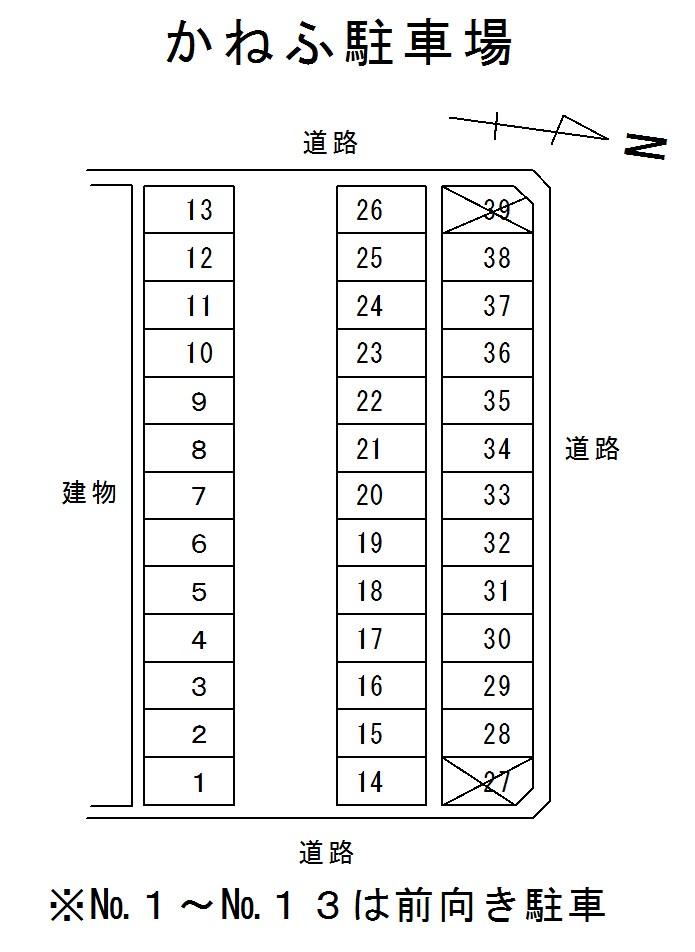 かねふ駐車場の駐車配置図