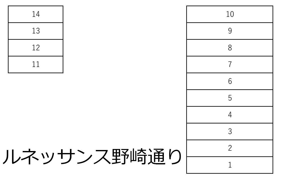 グランディアルネッサンス野崎通りの駐車配置図