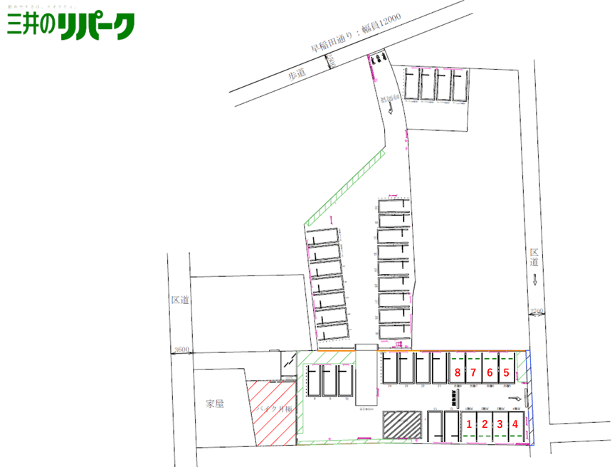 高田馬場３丁目第１２の駐車配置図