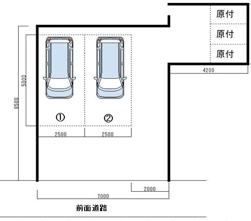 ベルメゾンガレージの駐車配置図