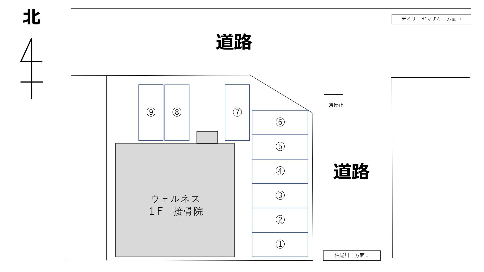 秋葉町MC（ウェルネス）駐車場の駐車配置図