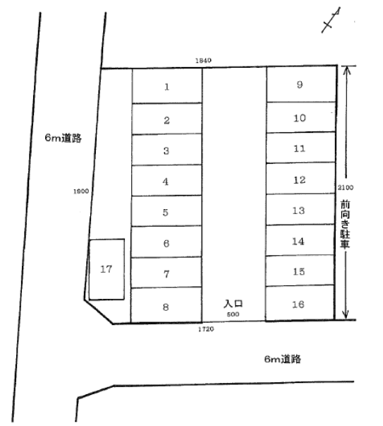 茅ケ崎南第６駐車場の駐車配置図