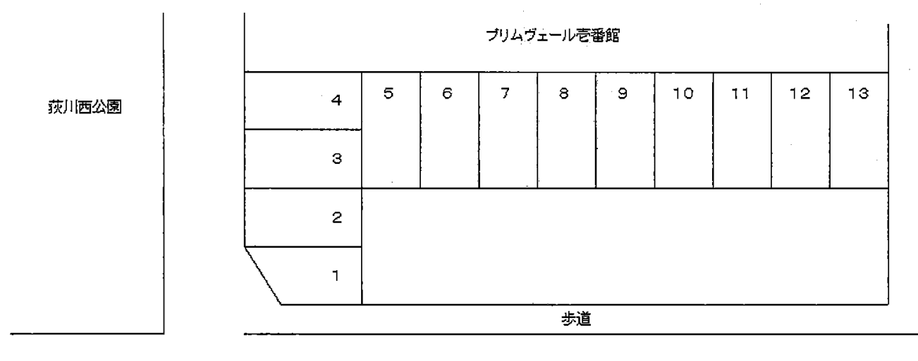 中野５丁目月極駐車場の駐車配置図