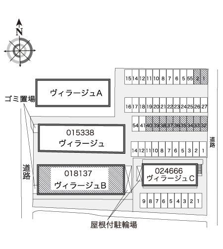 ヴィラージュＢ(18137)　敷地外駐車場の駐車配置図