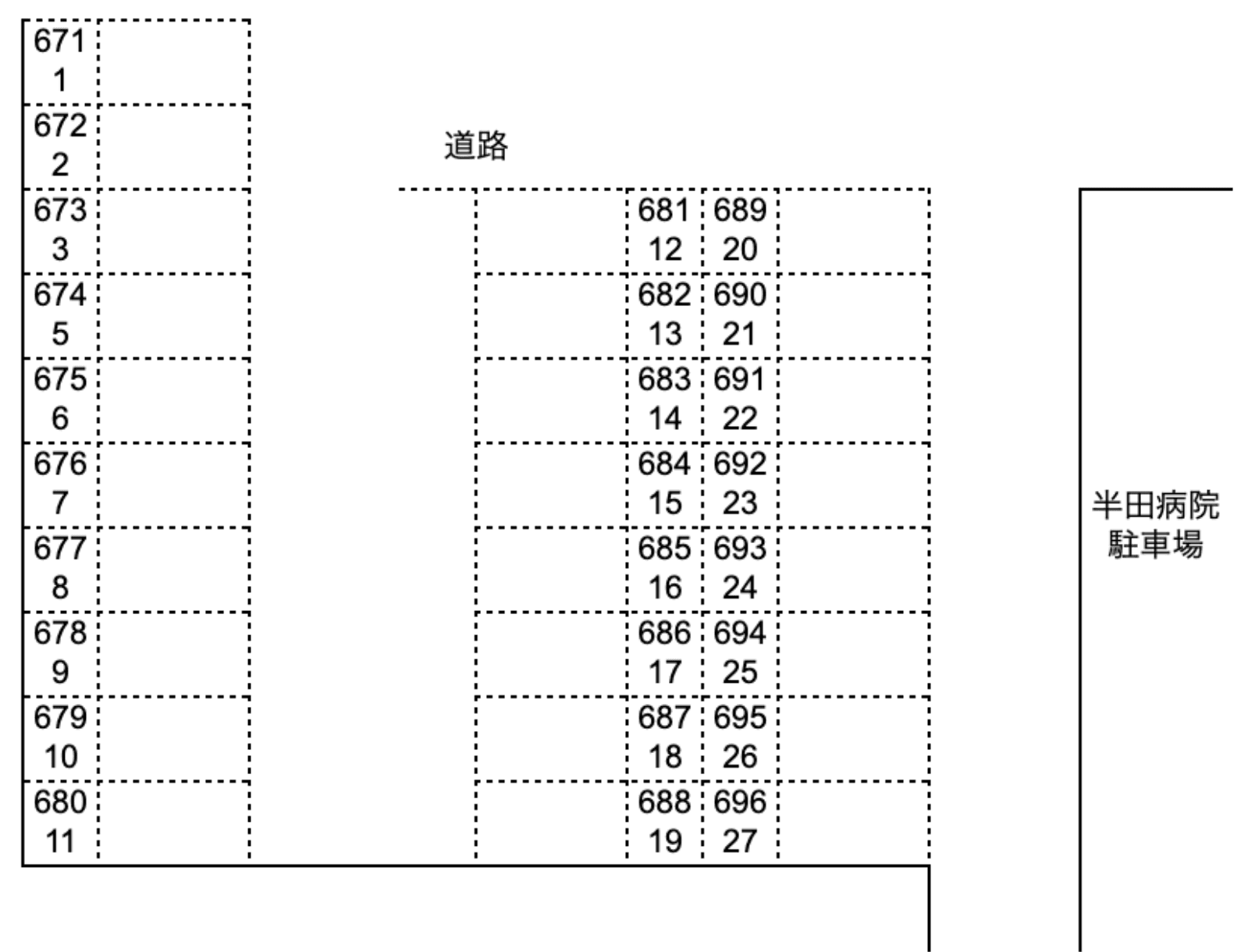 旭3丁目駐車場の駐車配置図