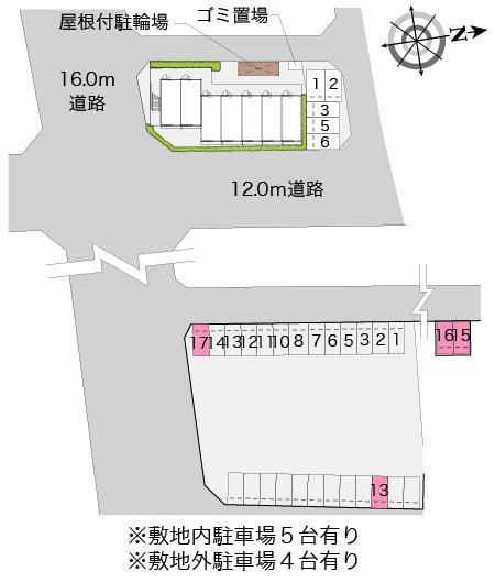 レイクサイド平塚(26136)　敷地外駐車場の駐車配置図