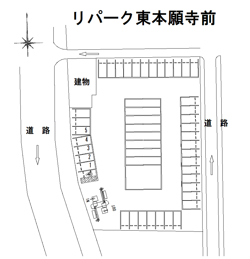 東本願寺前の駐車配置図