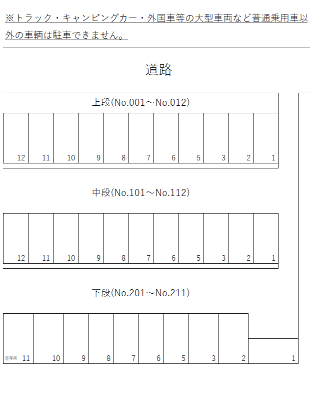 内田駐車場の駐車配置図