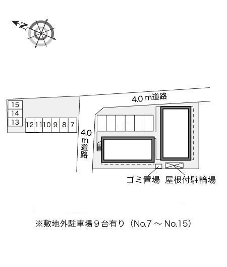 シャトー(21998)　敷地外駐車場の駐車配置図