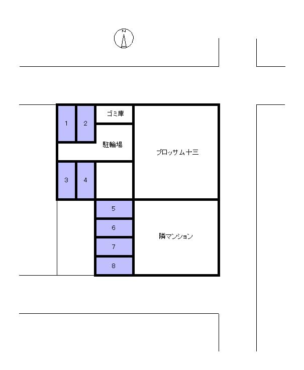 ブロッサム十三の駐車配置図