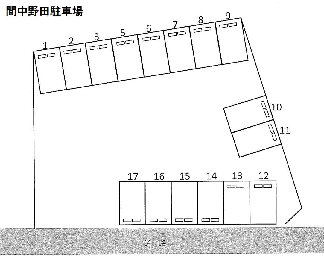 間中野田駐車場の駐車配置図