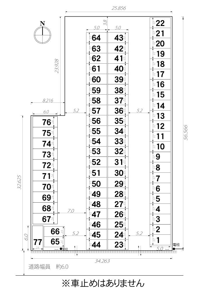 ホットハウス岡田西町パーキングの駐車配置図