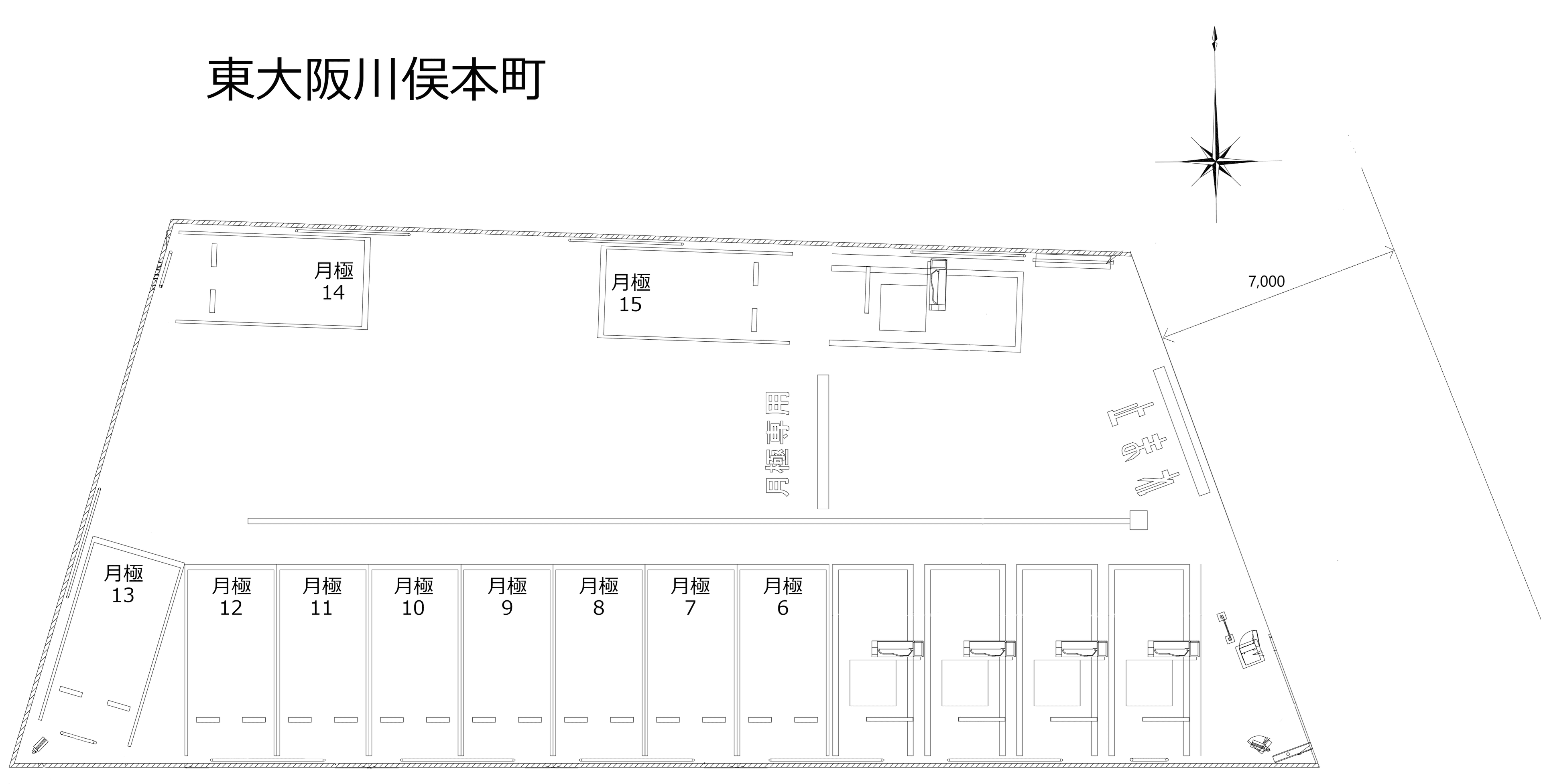 東大阪川俣本町の駐車配置図