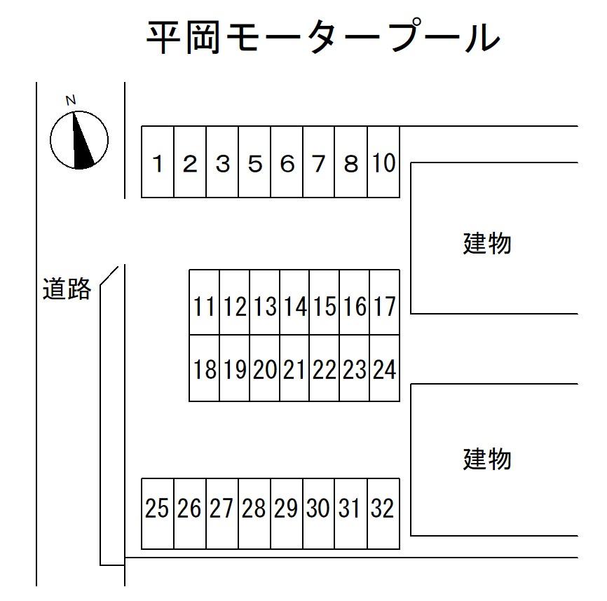 平岡モータープールの駐車配置図