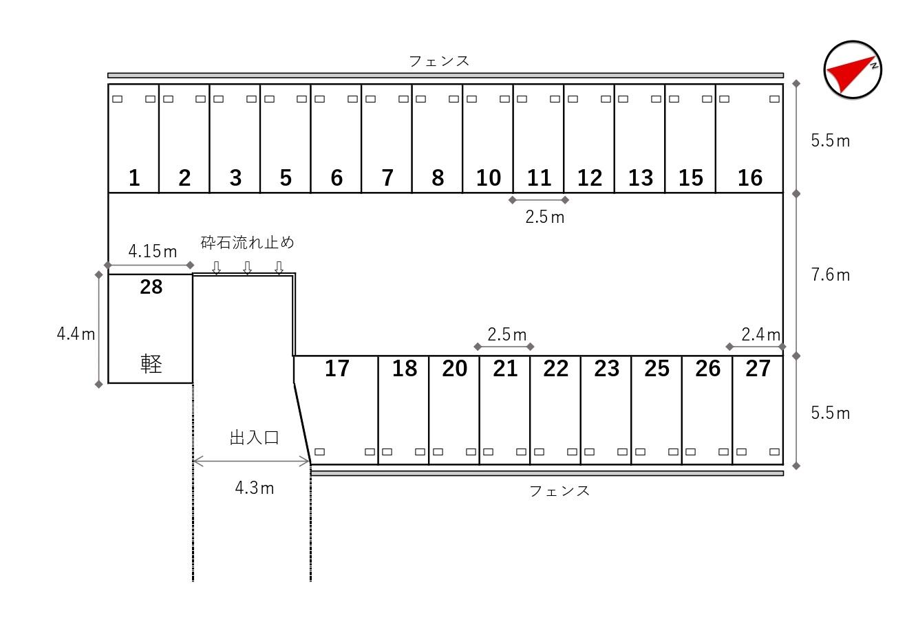 細田第26モータープールの駐車配置図
