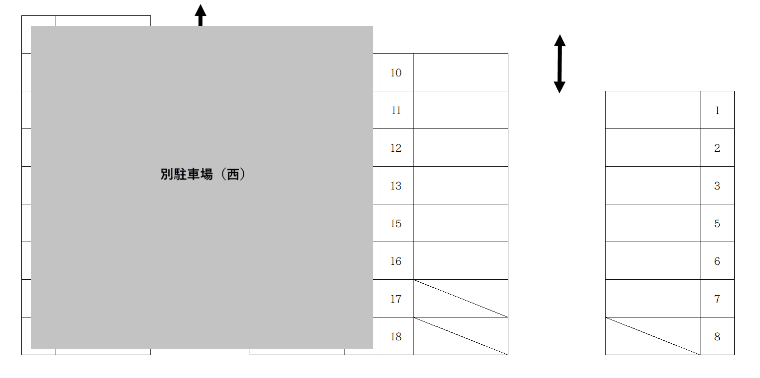 西味鋺1丁目駐車場（東）の駐車配置図
