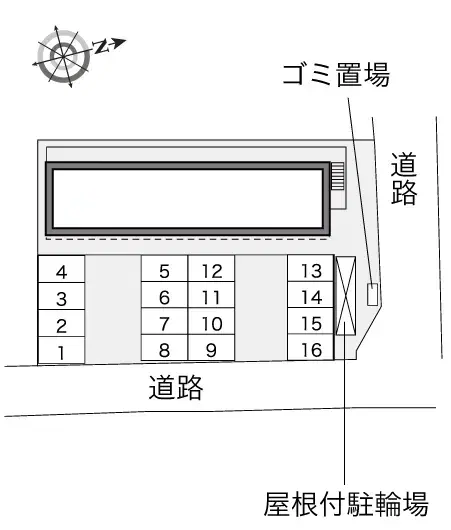 プレジール曲川(41049)　敷地外駐車場の駐車配置図