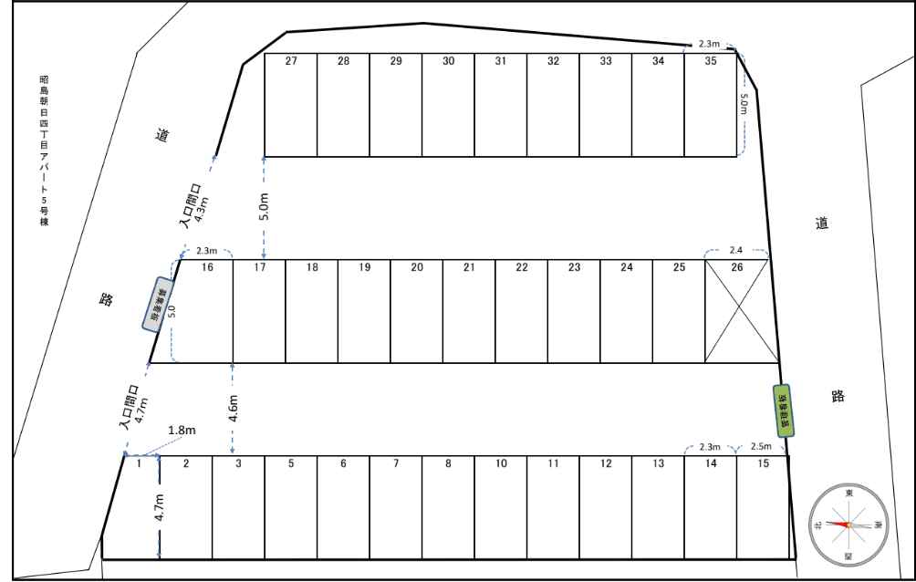 小町第二駐車場の駐車配置図