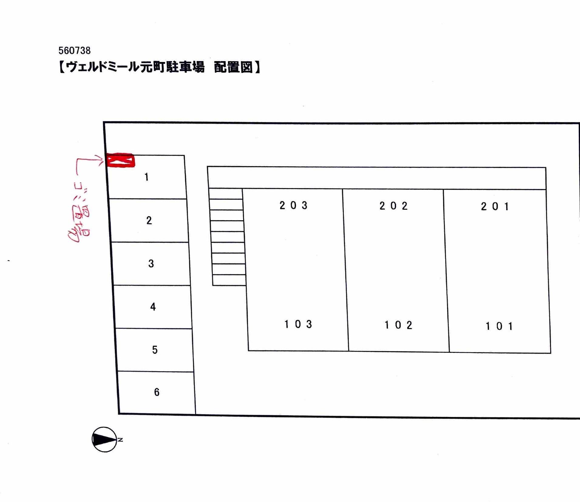 ヴェルドミール元町の駐車配置図