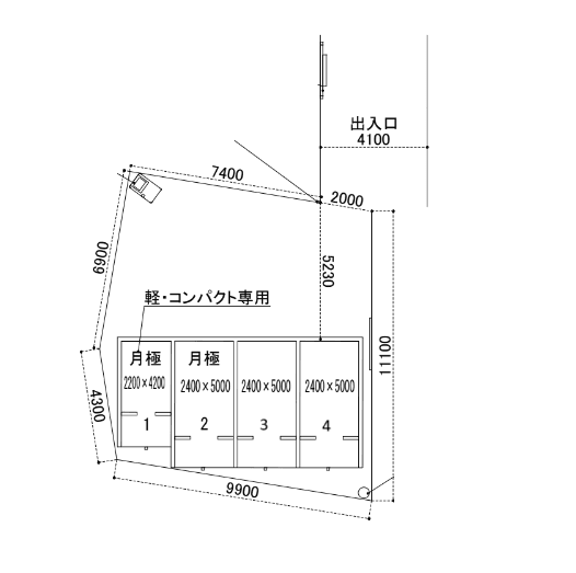 厚木恩名月極駐車場の駐車配置図