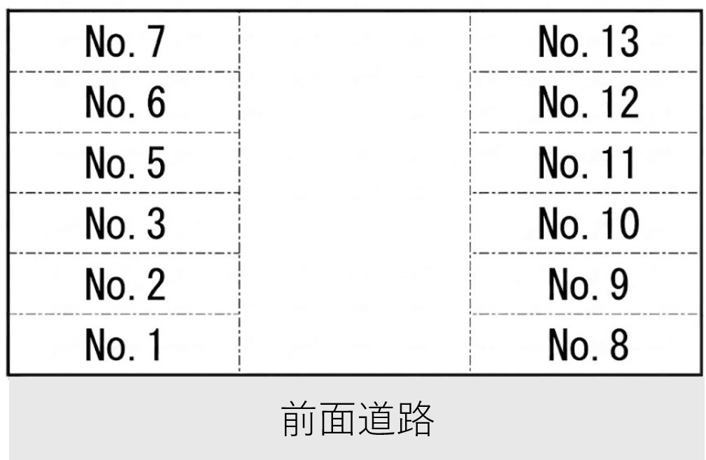 ヒルズ上木戸駐車場の駐車配置図