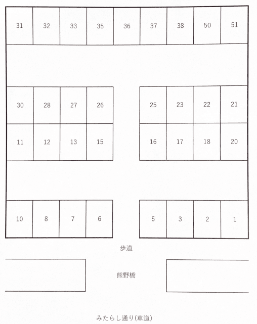 青葉パーキングの駐車配置図
