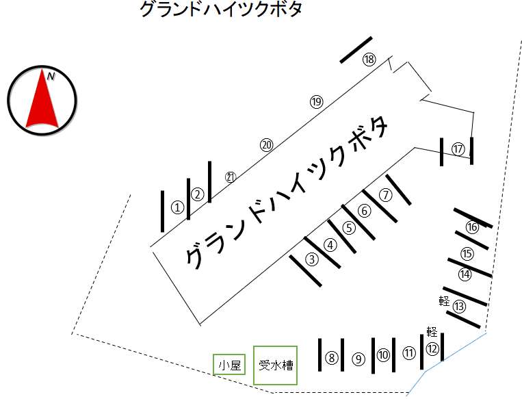 グランドハイツクボタの駐車配置図