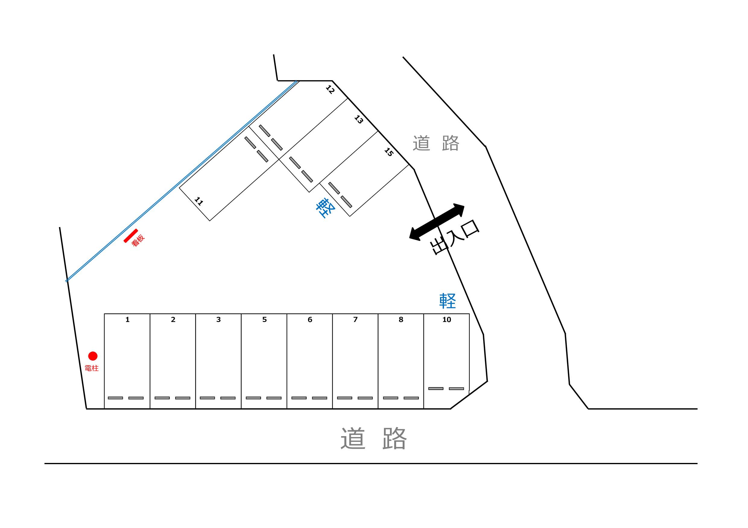 山二ツ5第2駐車場の駐車配置図