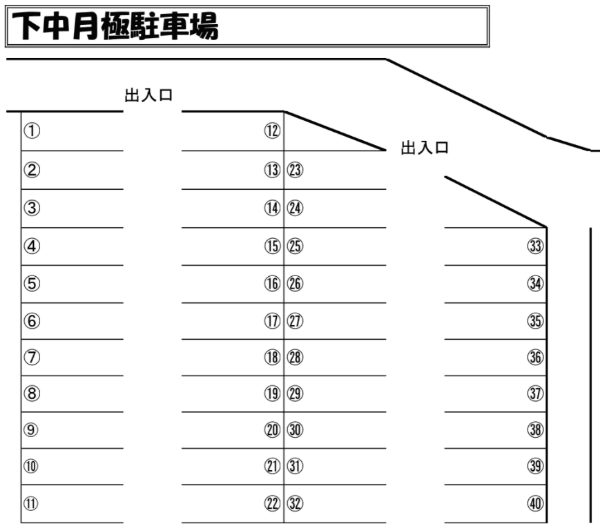 下中月極駐車場の駐車配置図
