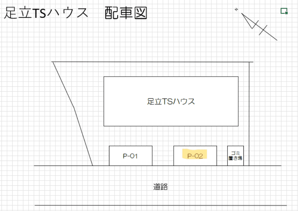 足立TSハウスの駐車配置図