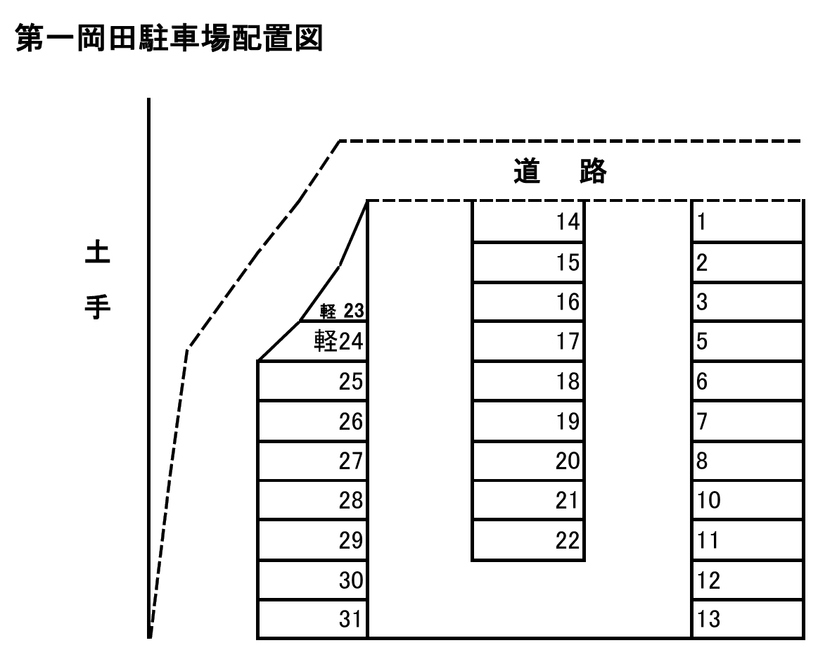 第一岡田駐車場の駐車配置図