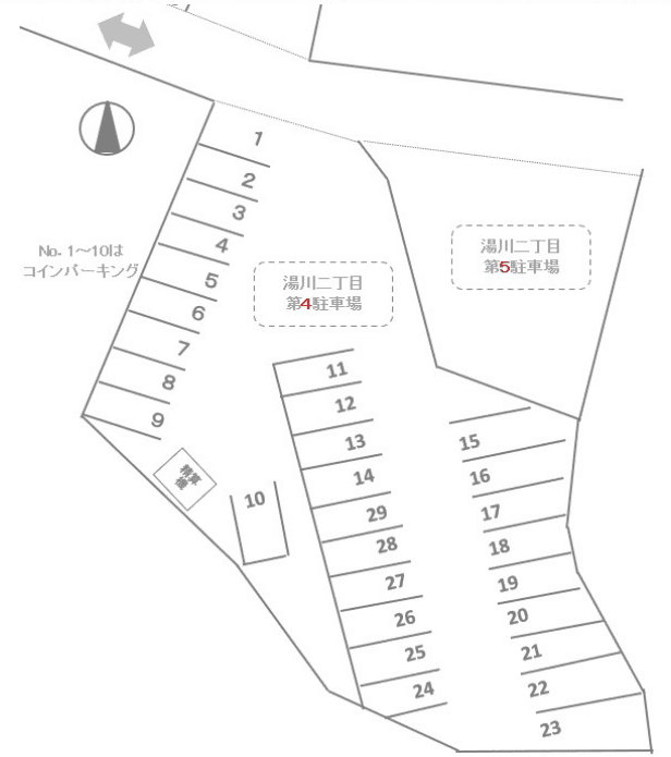 湯川二丁目第4駐車場の駐車配置図