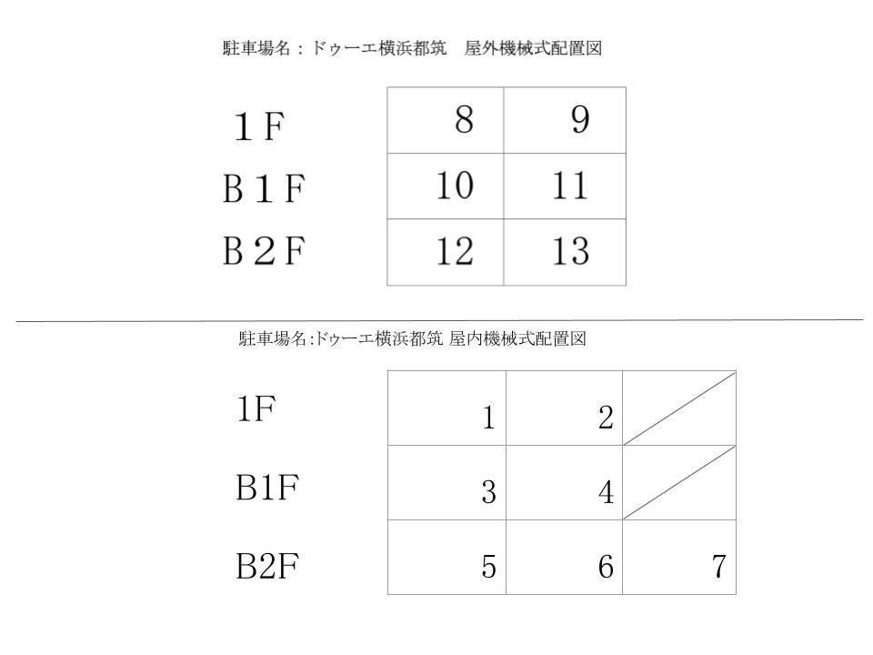 ドゥーエ横浜都筑駐車場の駐車配置図
