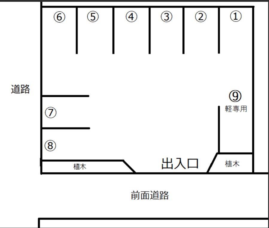 十王町月極駐車場の駐車配置図