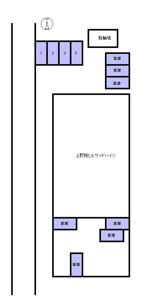 上野西ヒルサイドハイツの駐車配置図