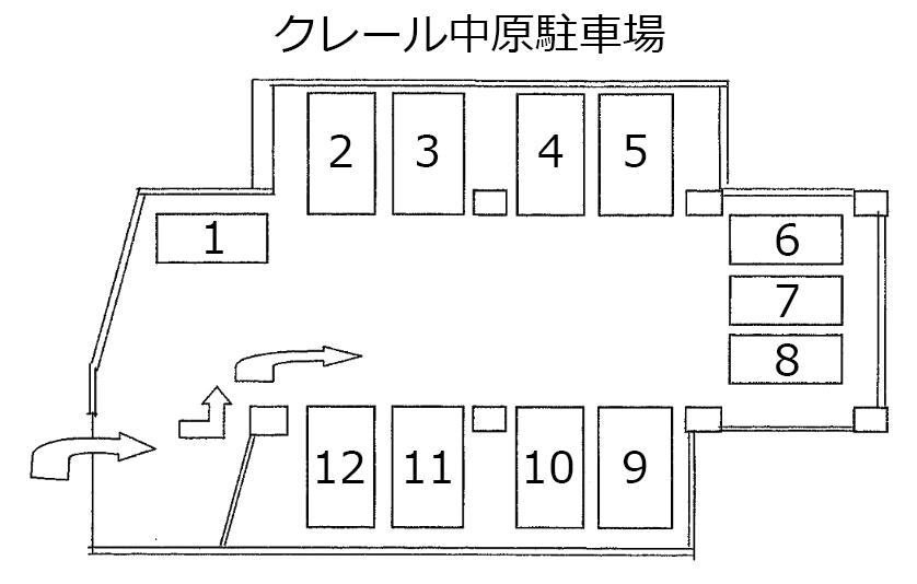 クレール中原駐車場の駐車配置図