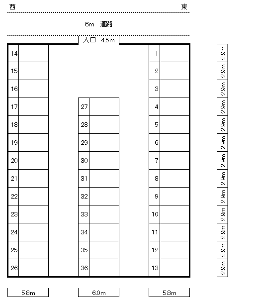 深井第一駐車場の駐車配置図