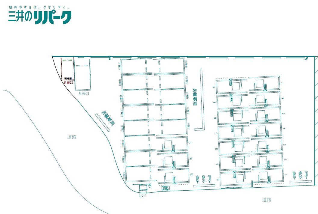 近鉄大久保駅西の駐車配置図