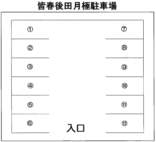 皆春後田月極駐車場の駐車配置図