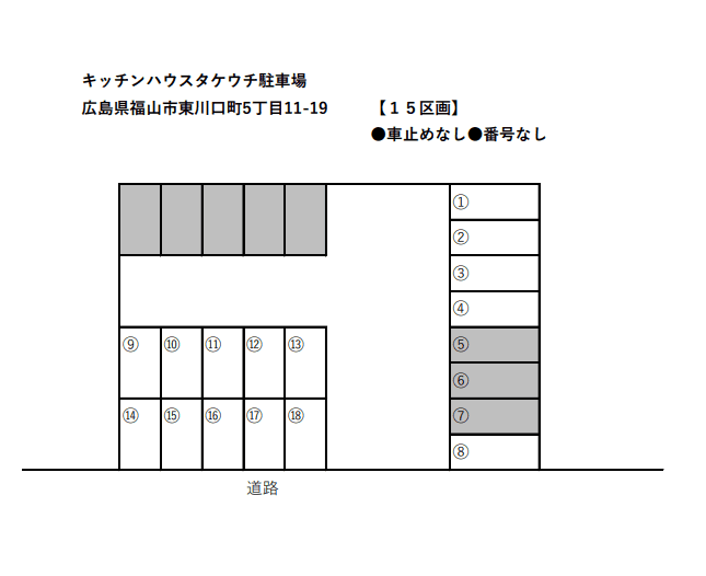 キッチンハウスタケウチ駐車場の駐車配置図