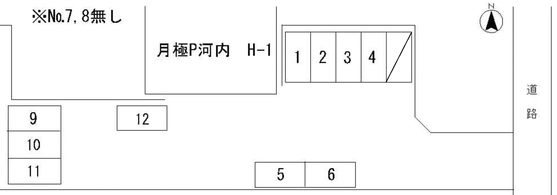 月極駐車場河内K-1の駐車配置図