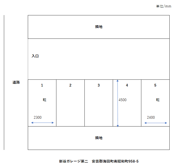 新谷ガレージ第二の駐車配置図