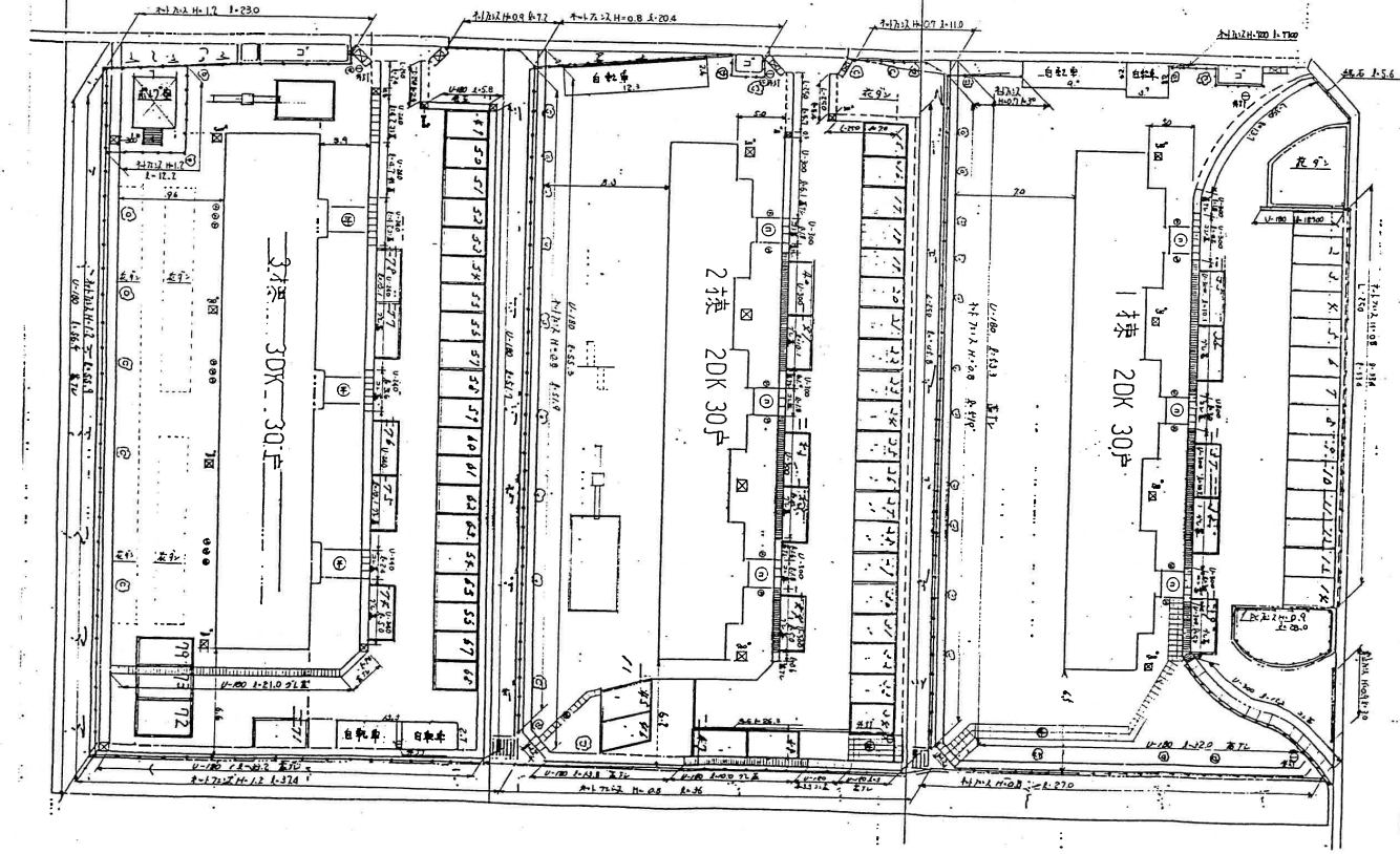 沼団地駐車場の駐車配置図