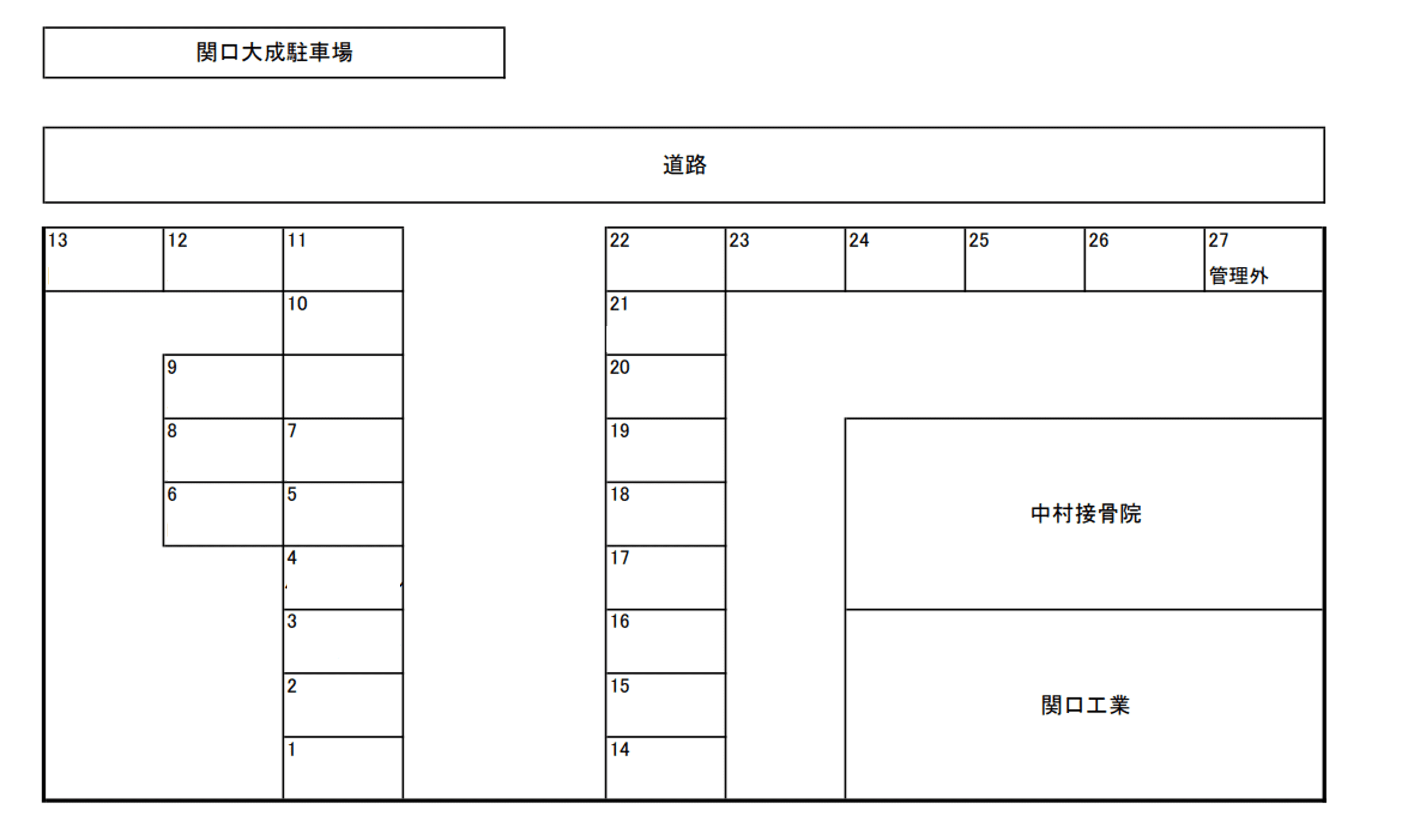関口大成駐車場の駐車配置図