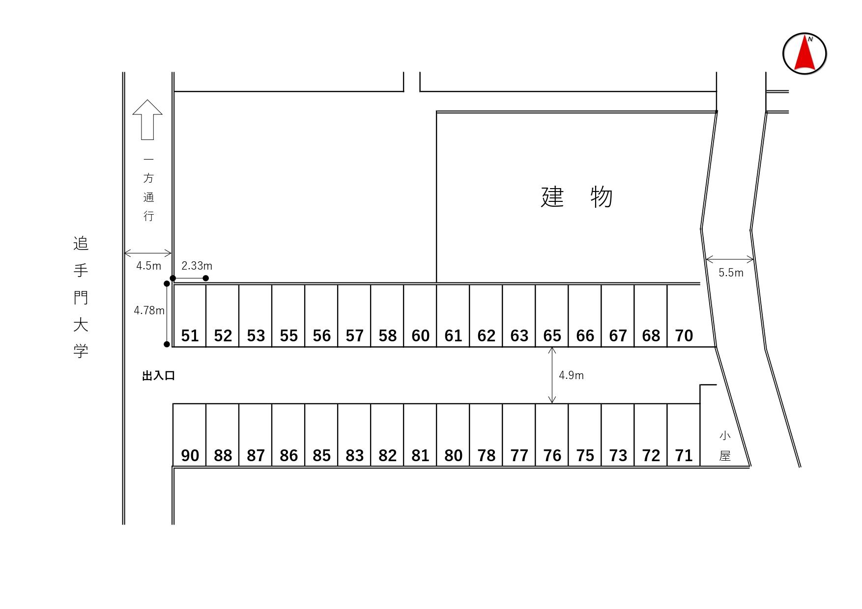 ひまわりモータープールの駐車配置図