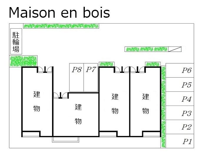 Maison en boisの駐車配置図