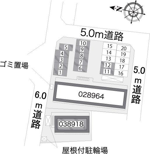 ｋｏｙａｍａⅢ(38918)　敷地外駐車場の駐車配置図