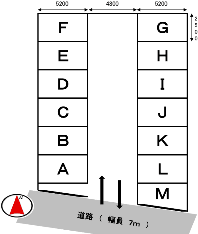 大倉第２パーキングの駐車配置図
