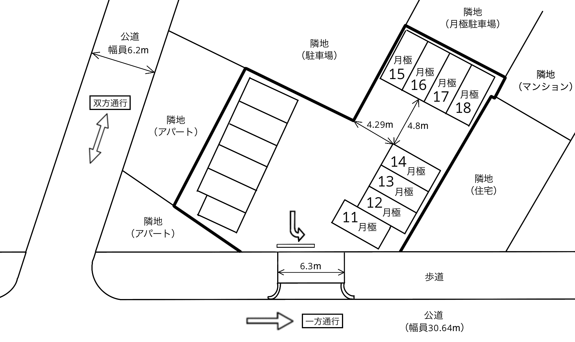 黒川本通１丁目の駐車配置図